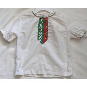 Vintage Girls Necktie Peasant Top